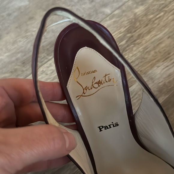 Christian Louboutin Slingback Pointed Toe Heels - Merlot Red - Picture 7 of 10
